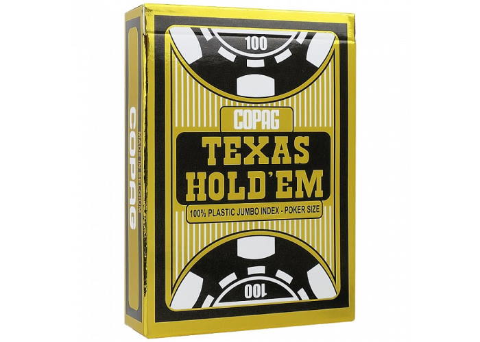 Карты игральные Copag TEXAS HOLD'EM 100% Plastic Jumbo Index (black)