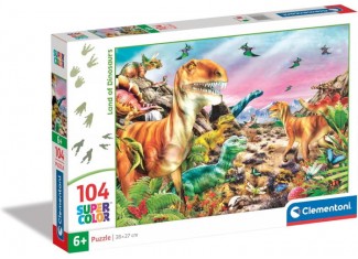 Пазл SuperСolor: Земля динозавров (SuperСolor - Land of Dinosaurs Puzzle - 104 pcs.), 104 эл. 