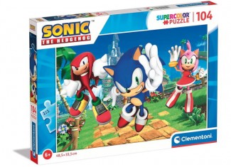 Пазл SuperСolor: Еж Соник и его команда, Соник (SuperСolor - Sonic the Hedgehog Puzzle - 104 pcs.), 104 эл. 