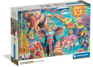 Пазл High Quality Collection: Карнавал слонов, Лаура Ауди (High Quality Collection - Elephants' Carnival Puzzle - 500 pcs.), 500 эл.