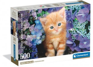 Пазл High Quality Collection: Рыжий котенок среди цветов (High Quality Collection - Ginger Cat Theme Puzzle - 500 pcs.), 500 эл.