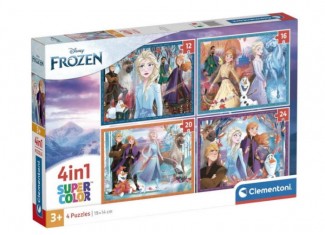 Пазл SuperСolor 4in1: Сестры и их друзья, Холодное сердце, Disney (SuperСolor 4in1 - Disney Frozen Puzzle - 12 pcs., 16 pcs., 20 pcs., 24 pcs.), 12 эл., 16 эл., 20 эл., 24 эл.