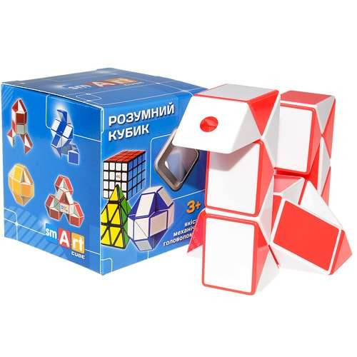 Змейка Рубика бело-красная в коробке (Smart Cube Snake White and Red in box)