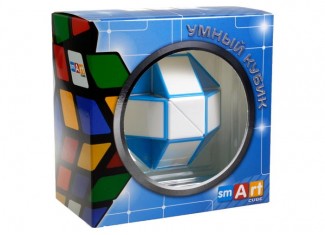 Змейка Рубика бело-голубая в коробке (Smart Cube Snake Blue)