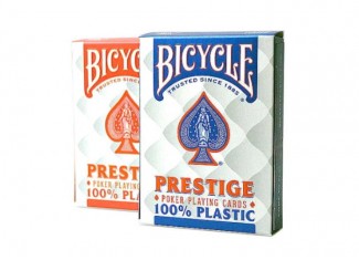 Карти гральні Bicycle Prestige Rider Back 100% Plastic Jumbo Index (red, blue)