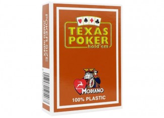 Карти гральні Modiano Texas Poker 100% Plastic 2 Jumbo Index (red)
