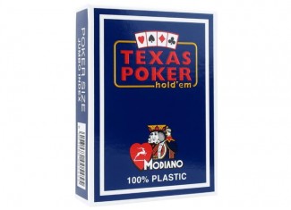Карти гральні Modiano Texas Poker 100% Plastic 2 Jumbo Index (blue)