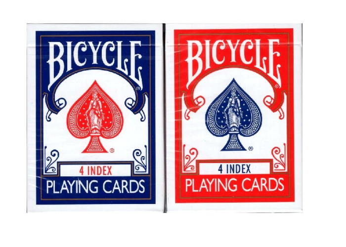Карти гральні Bicycle 4 index (+4 routines) (red, blue)