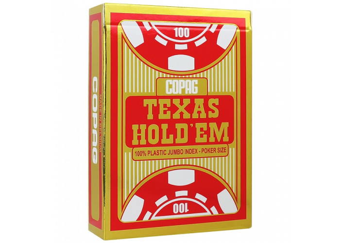 Карти гральні Copag TEXAS HOLD'EM 100% Plastic Jumbo Index (red) Карти гральні Copag TEXAS HOLD'EM 100% Plastic Jumbo Index (red)