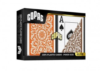 Карти гральні Copag 1546 100% Plastic Jumbo Index Orange/Brown Double Deck (2 колоди)