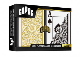 Карты игральные Copag Elite Plastic Jumbo Index Black/Gold Double Deck (2 колоды)