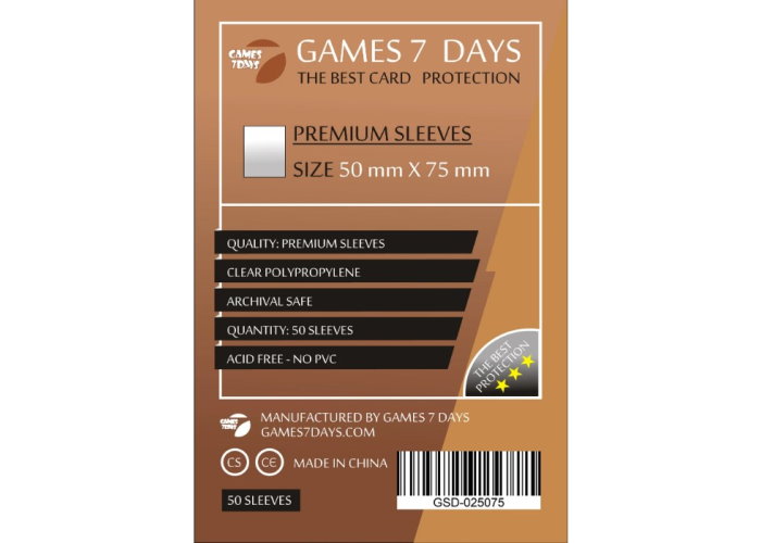 Протекторы для карт Games7Days (50 х 75 мм, Standard USA, 100 шт.) (PREMIUM)