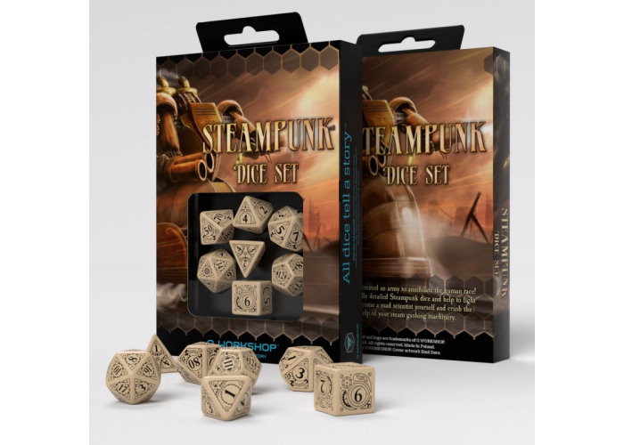 Набор кубиков Steampunk Beige & black Dice Set (7 шт.)