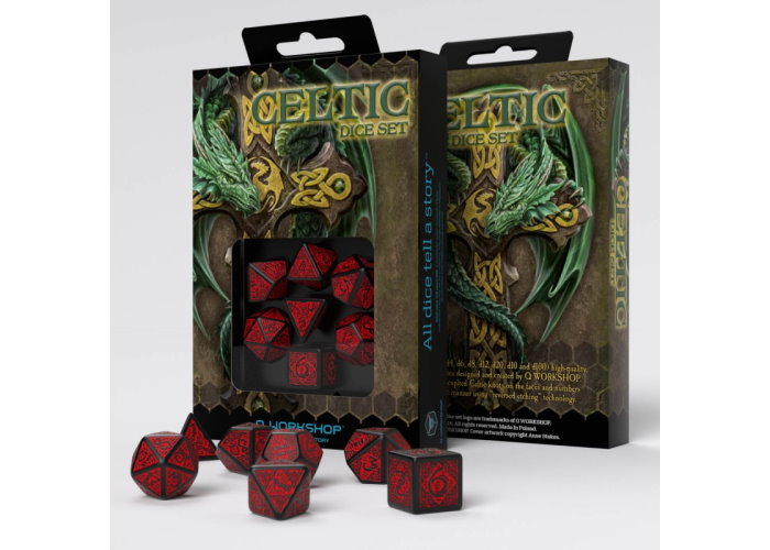 Набор кубиков Celtic 3D Revised Black & red Dice Set (7 шт.)