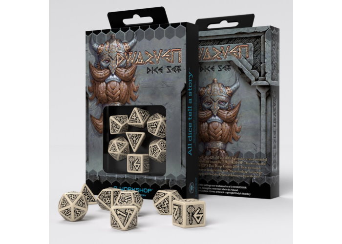 Набір кубиків Dwarven Beige & black Dice Set (7 шт.)