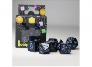 Набор кубиков Opaque 7 Dice Set - Black (w-blue) (7 шт.)