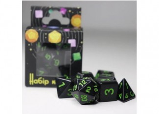 Набір кубиків Opaque 7 Dice Set - Black (w-green) (7 шт.)