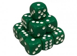 Кубик D6 с точками (зелёный) (1 шт.)