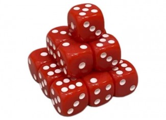 Кубик D6 с точками (красный) (1 шт.)