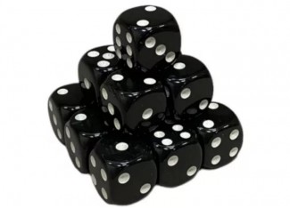 Кубик D6 с точками (чёрный) (1 шт.)