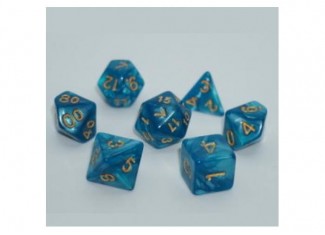 Набор кубиков Pearl 7 Dice Set - Light blue (w-gold) (7 шт.)
