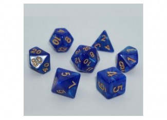 Набор кубиков Pearl 7 Dice Set - Blue (w-gold) (7 шт.)