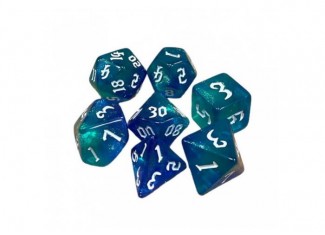 Набор кубиков Double Color Glitter 7 Dice Set - Blue-Aqua (7 шт.)