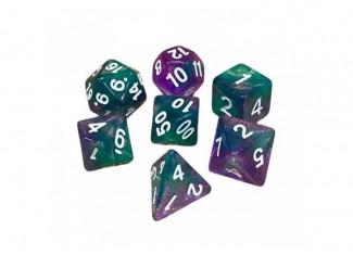 Набір кубиків Double Color Glitter 7 Dice Set - Green-Pink (7 шт.)