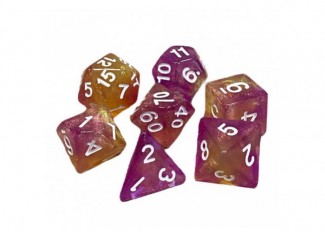 Набор кубиков Double Color Glitter 7 Dice Set - Yellow-Pink (7 шт.)
