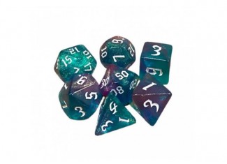 Набір кубиків Double Color Glitter 7 Dice Set - Aqua-Purple (7 шт.)