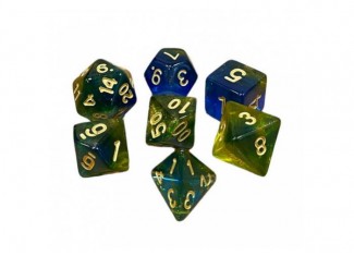 Набір кубиків Double Color Glitter 7 Dice Set - Blue-Yellow (7 шт.)