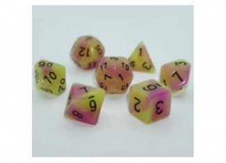 Набор кубиков Double Color Glow in the dark 7 Dice Set - Yellow-Pink (7 шт.)