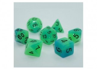 Набор кубиков Double Color Glow in the dark 7 Dice Set - Green-Blue (7 шт.)
