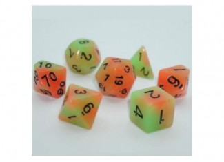 Набор кубиков Double Color Glow in the dark 7 Dice Set - Green-Orange (7 шт.)