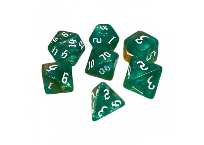 Набор кубиков Double Color Glitter 7 Dice Set - Aqua-Gold (7 шт.)