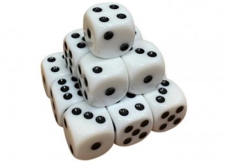 Кубик D6 с точками (белый) (1 шт.)