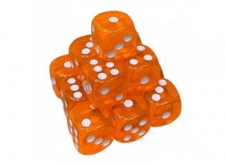Кубик D6 прозрачный с точками (оранжевый) (1 шт.)
