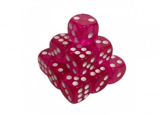 Кубик D6 прозрачный с точками (розовый) (1 шт.)