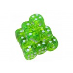 Кубик D6 прозрачный с точками (салатовый) (1 шт.)