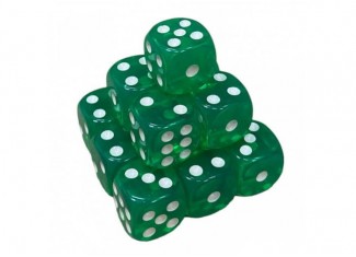Кубик D6 прозорий з точками (зелений) (1 шт.)