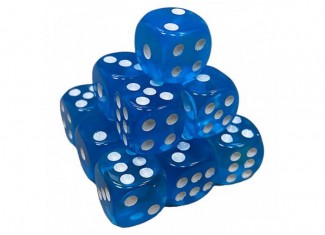 Кубик D6 прозрачный с точками (синий) (1 шт.)