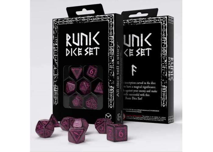 Набор кубиков Runic Shimmering black with magenta Dice Set (7 шт.)