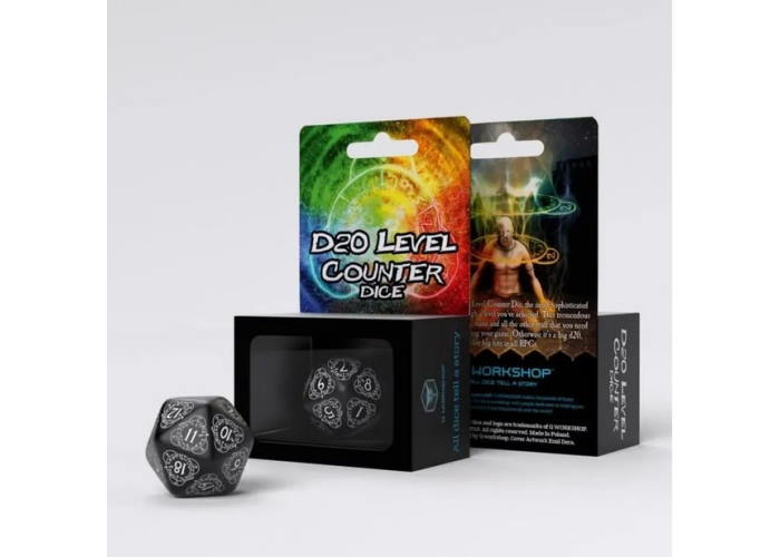 Кубик D20 Level Counter Black & white Die (1 шт.)