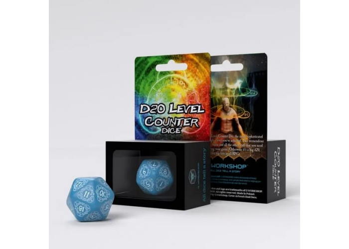 Кубик D20 Level Counter Blue & white Die (1)
