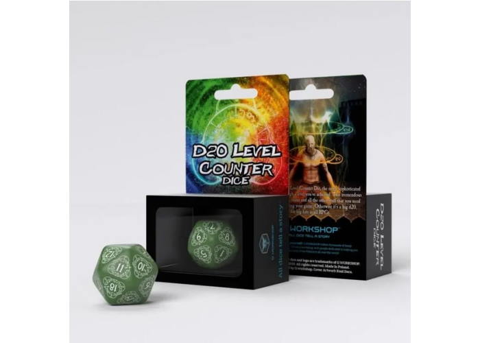Кубик D20 Level Counter Green & white Die (1)