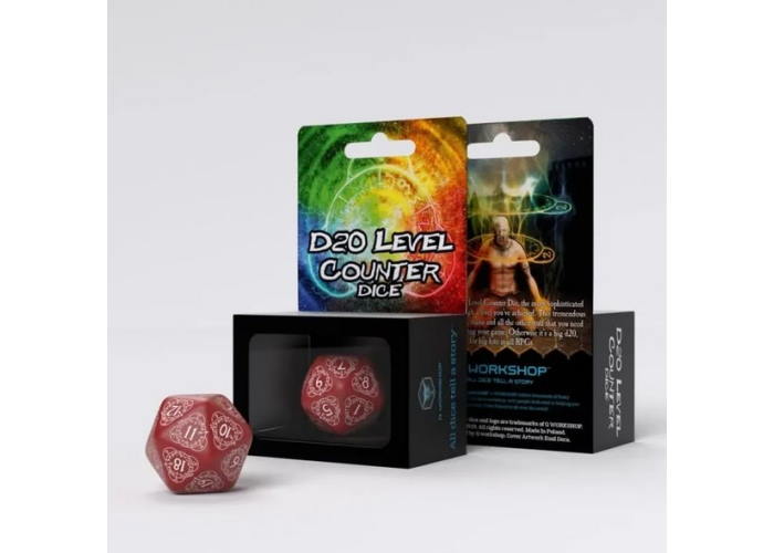 Кубик D20 Level Counter Red & white Die (1)