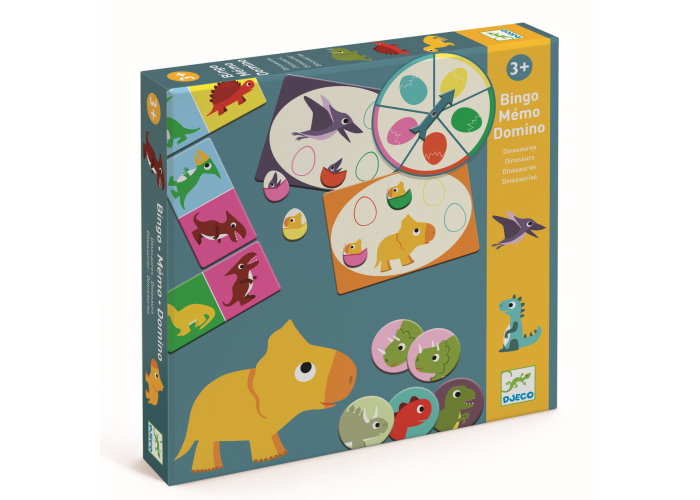 Динозаври 3 в 1: Бінго + Мемо + Доміно (Dinosaurs: Bingo + Memo + Domino)