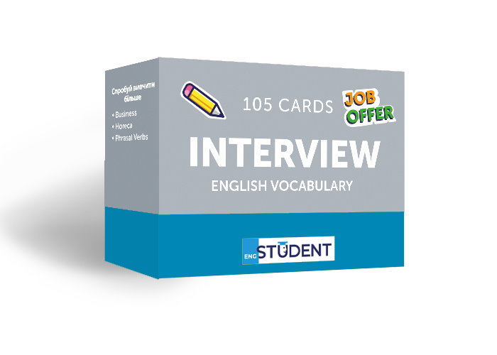 Картки для вивчення английскої мови English Student Interview English Vocabulary (укр.)