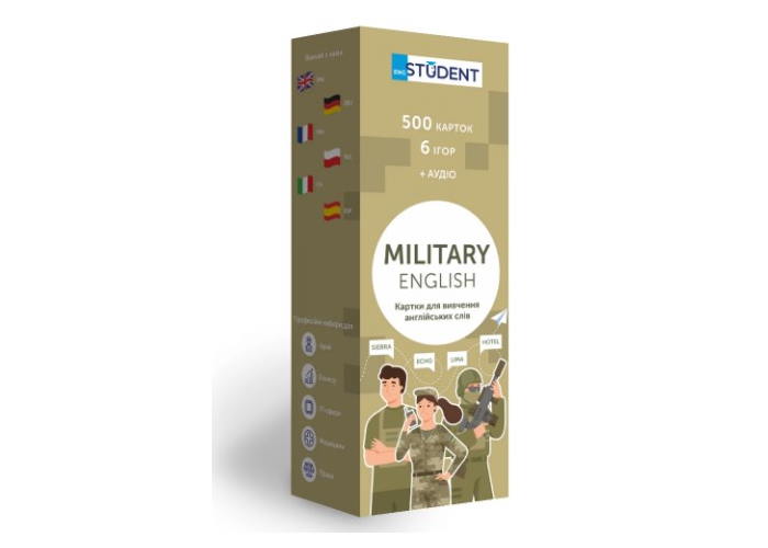 Картки для вивчення англійських слів English Student Military (укр.)