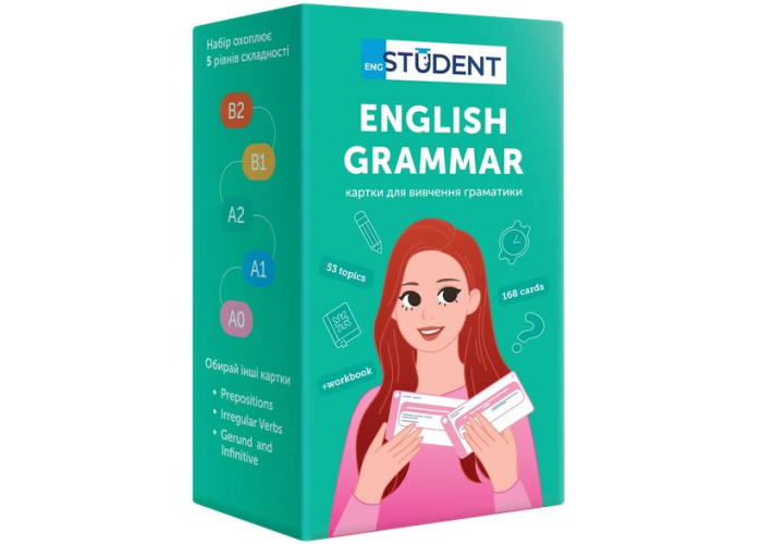 Картки для вивчення англійської мови English Student - English Grammar А0-В2 (укр.)